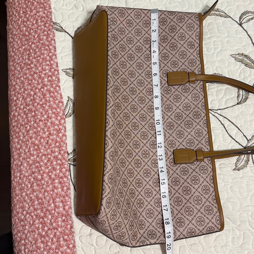 Tory Burch Brown Monogram Canvas Granola Tote Bag - Picture 16 of 16